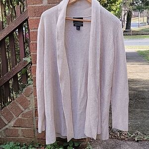 Cynthia Rowley wool cashmere open ribbed cardigan shawl color cream classic sz M